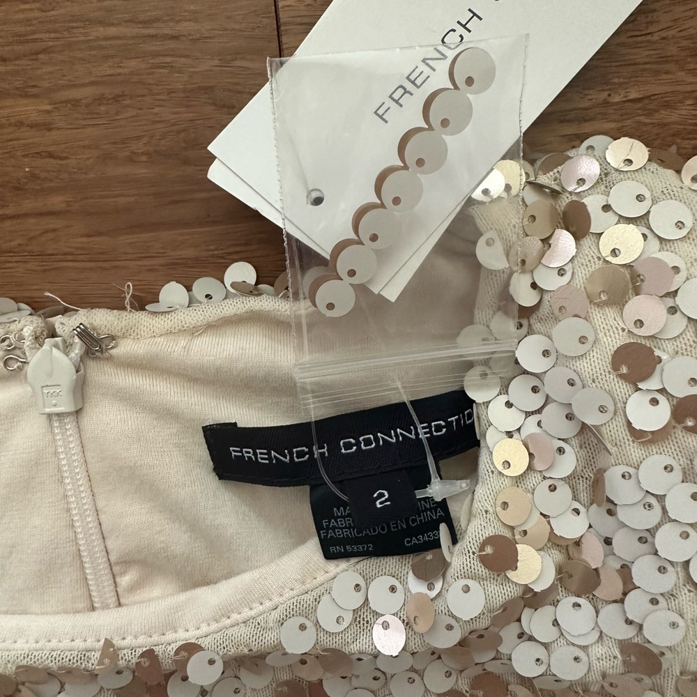 French Connection Gold Sequins Mini Dress Size 2 NWT - Picture 5 of 5